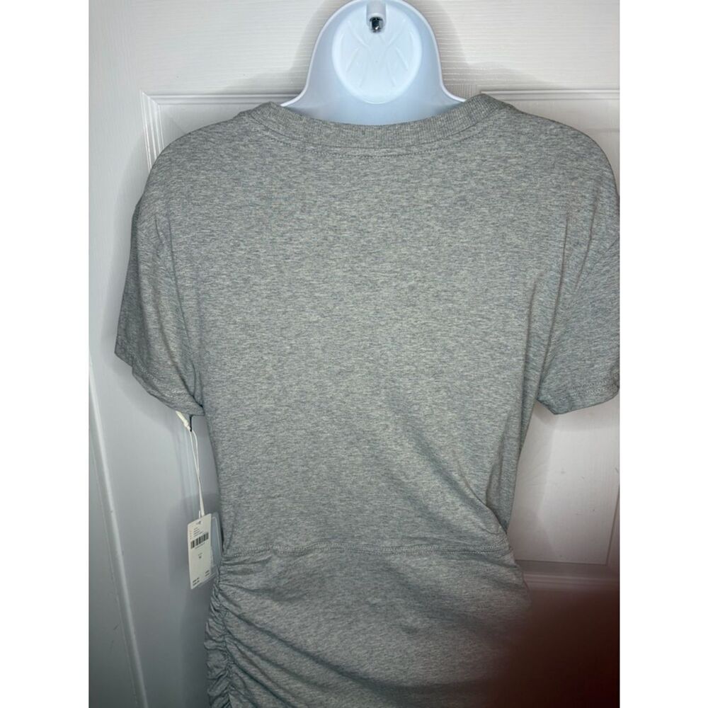 Anthropologie Field Play Short-Sleeve Ruched Mini Dress Lace-Up Gray M NWT - Picture 10 of 13